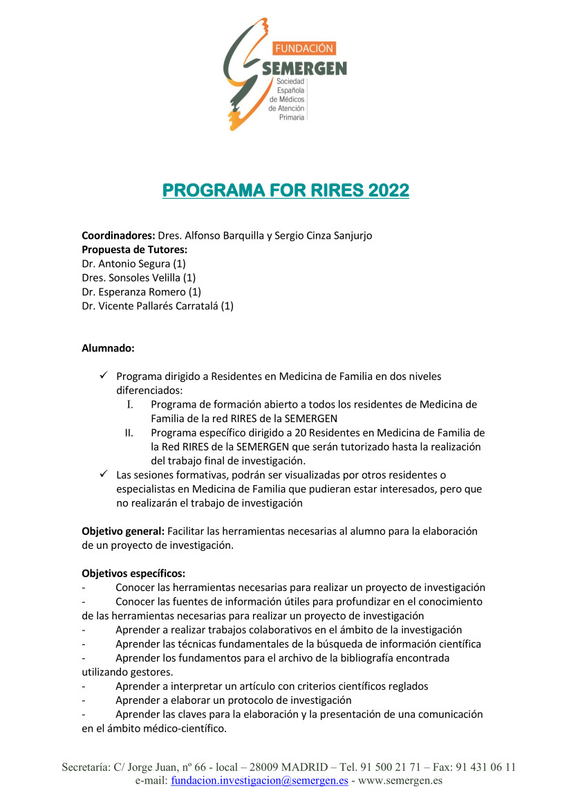 Programa for RIRES 2022